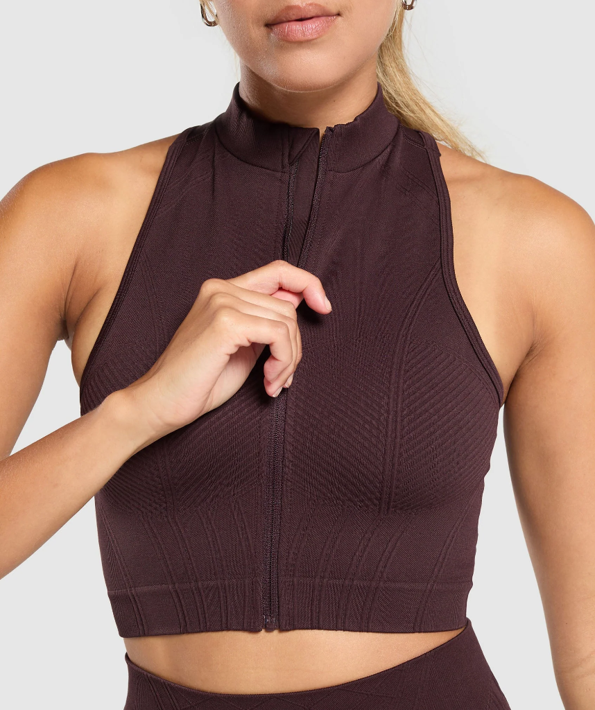 Gymshark Corset Seamless Crop Tank - Heritage Brown - L