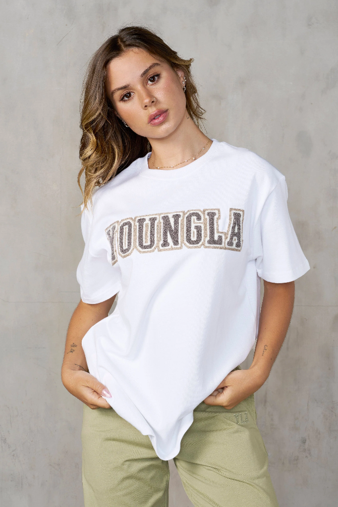 Varsity Pump Tees - White/Taupe - L