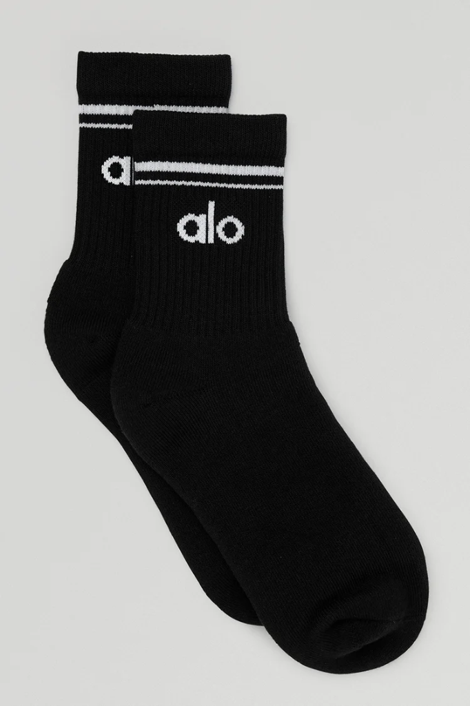 ALO - Unisex Half-Crew Throwback Sock - Black - S