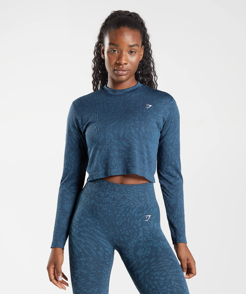 Gymshark Adapt Animal Seamless Long Sleeve - Navy - S