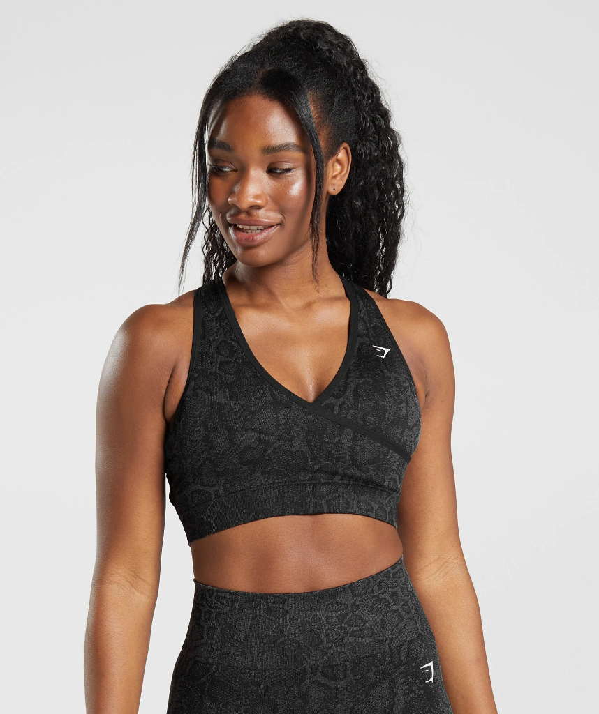 Gymshark Adapt Animal Seamless Sports Bra - Black - XS