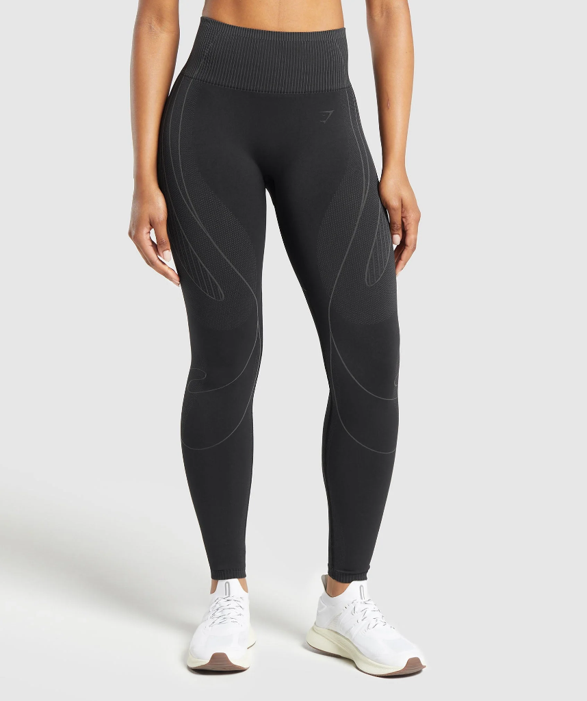 Gymshark Contour Heart Seamless Leggings - Black/Asphalt Grey - XS