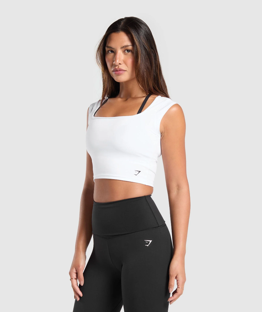 Gymshark Everyday C&S Trend Crop Top - White - L