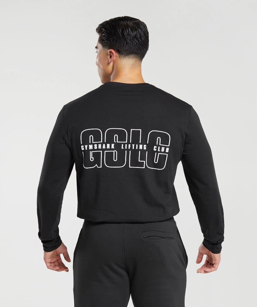 Gymshark Lifting Club Long Sleeve T-Shirt - Black - M -