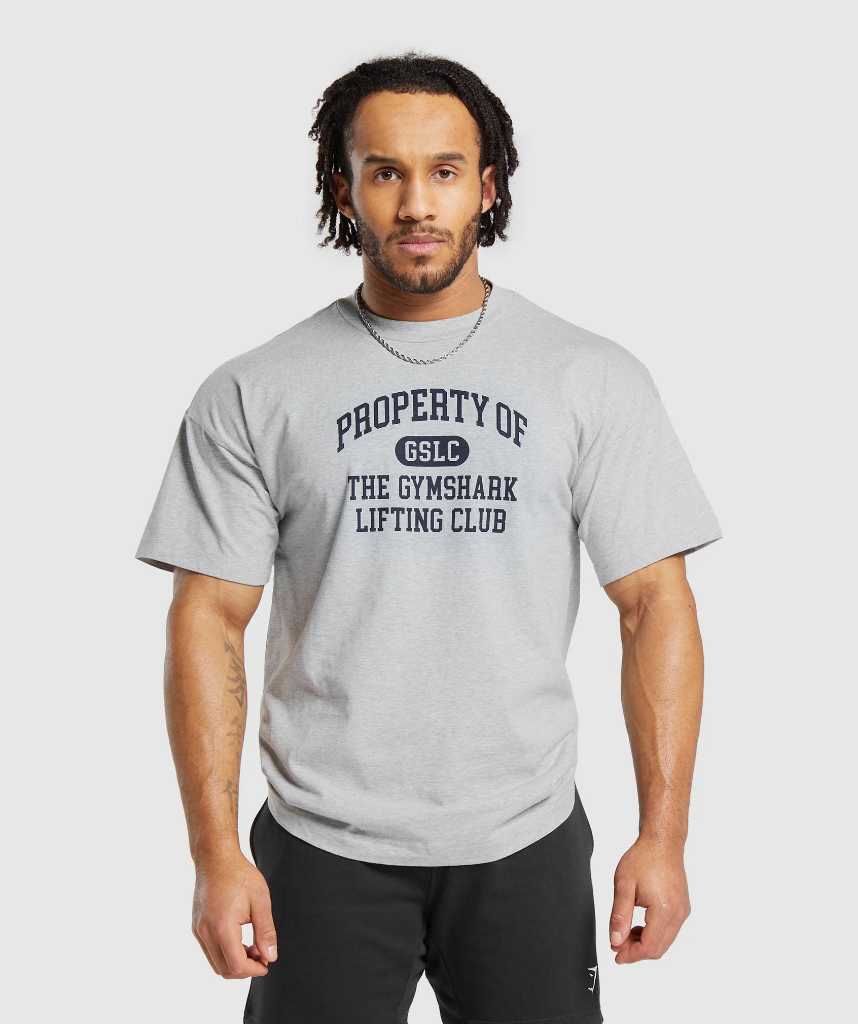 Gymshark Property Of T-Shirt - Light Grey Core Marl - L 