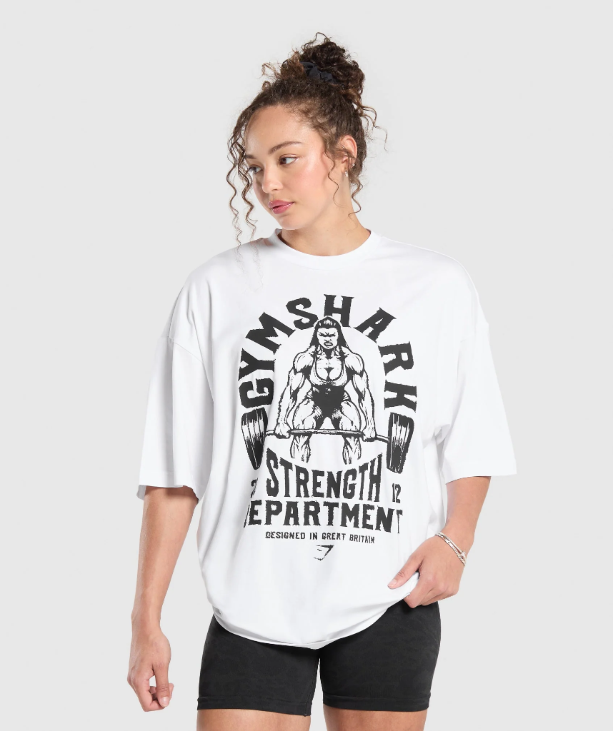 Gymshark Strength Department Graphic T-Shirt - White - M