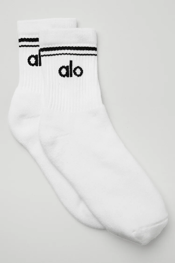 ALO - Unisex Half-Crew Throwback Sock - White - M 