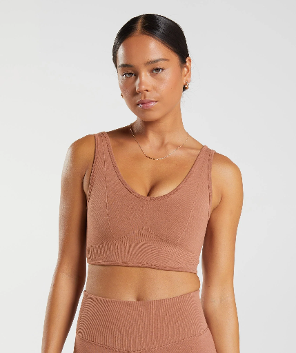 Gymshark Rest Day Seamless Bralette - Coffee Brown - M
