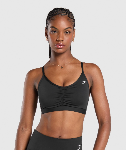 Gymshark Ruched Sports Bra - Black - S -