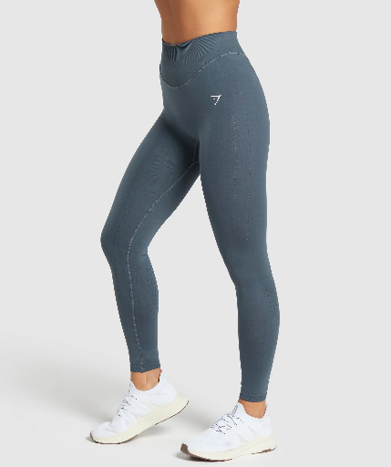 Gymshark Sweat Seamless Leggings - Titanium Blue - L -